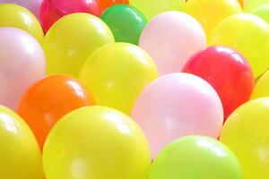 Bunch of colorful balloons background, birthday party concept photo