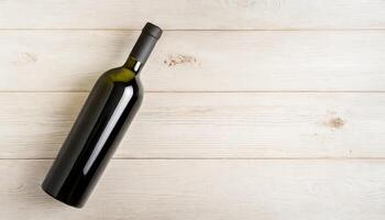 AI generated Vine bottle mockup on light background, winery template photo