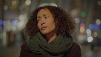 Unhappy Young Female Person with Curly Hair in Pensive Bad Mood video