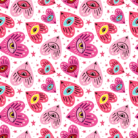 Bright vivid Valentines Day seamless pattern with magical hearts. png