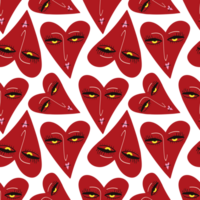 Bright Valentines Day seamless pattern with cool freaky hearts. png