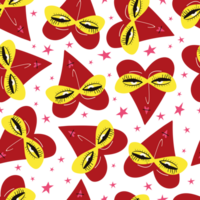 Bright Valentines Day seamless pattern with cool freaky hearts. png