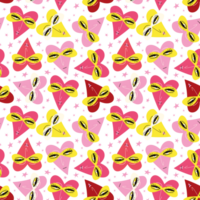 Bright Valentines Day seamless pattern with cool freaky hearts. png