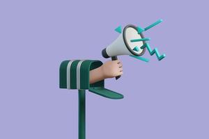 3d megaphone speaker or loudspeaker for announce, Speakerphone notice 3d icon vector render illustration photo