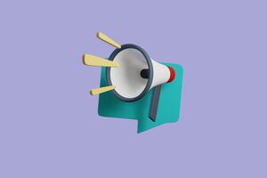 3d megaphone speaker or loudspeaker for announce, Speakerphone notice 3d icon vector render illustration photo