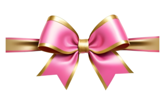 AI generated pink bows with a gold line. Ideal for Valentine's, birthdays, New Year's, Christmas events, invitations, banners, and gift cards. png