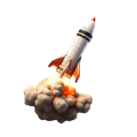 AI generated rocket ship with smoke coming out of it on a transparent background png