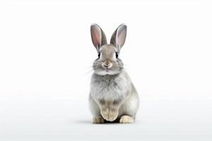 ai generado linda Conejo animal de modo realista. blanco antecedentes foto