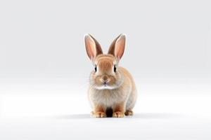 ai generado linda Conejo animal de modo realista. blanco antecedentes foto