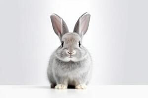 AI generated Cute rabbit animal realistically. white background photo