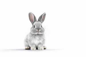 AI generated Cute rabbit animal realistically. white background photo