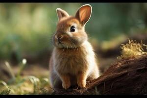 AI generated Cute rabbit animal realistically. white background photo