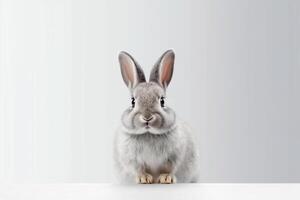 ai generado linda Conejo animal de modo realista. blanco antecedentes foto