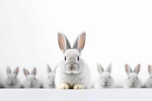 ai generado linda Conejo animal de modo realista. blanco antecedentes foto