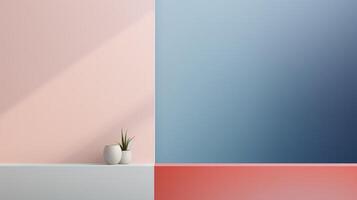 AI generated Minimalist interior design with four pastel colors. photo