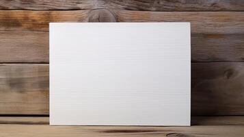 AI generated Empty white wood on brown wood background. Place your text. photo