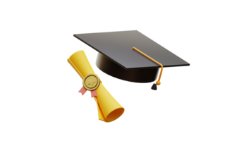 graduation cap and diploma on transparent background png