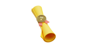 a yellow scroll with a gold medal on it png