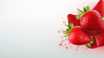 AI generated Strawberry with water drops on white background. photo