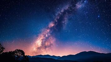 AI generated Night landscape with milky way and starry sky. photo