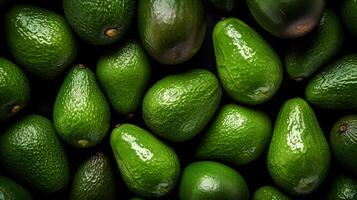 AI generated Top view of fresh green avocados for background. photo