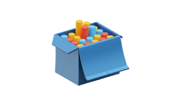 a blue box with colorful pencils inside png