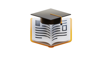 an open book with a graduation cap on top png