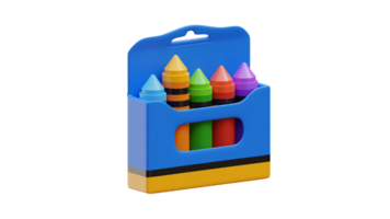 a box with five crayons in it png