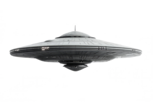 AI generated UFO, alien spaceship isolated on transparent background png