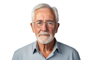 ai gegenereerd portret van senior Mens geïsoleerd Aan transparant achtergrond png