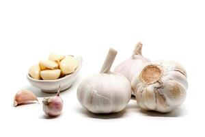 Garlic on white background photo