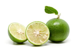 Green lime on white background photo