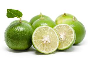 Green lime on white background photo