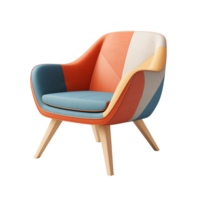 AI generated Colored Chair. Scandinavian modern minimalist style. Transparent background, isolated image. png