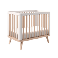 AI generated Crib. Scandinavian modern minimalist style. Transparent background, isolated image. png