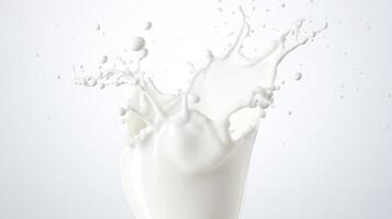 AI generated milk splash or white liquid splash isolated on white background with copyspace. Generated AI photo