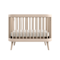 AI generated Crib. Scandinavian modern minimalist style. Transparent background, isolated image. png