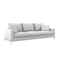 ai generiert groß Weiß Sofa. skandinavisch modern minimalistisch Stil. transparent Hintergrund, isoliert Bild. png