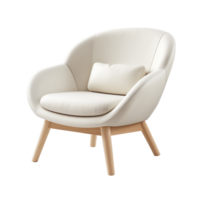 AI generated Eggshell white Chair. Scandinavian modern minimalist style. Transparent background, isolated image. png