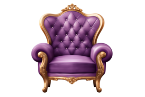 AI generated Purple chair. Transparent background, isolated image. png