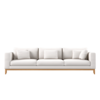 ai generiert groß Weiß Sofa. skandinavisch modern minimalistisch Stil. transparent Hintergrund, isoliert Bild. png