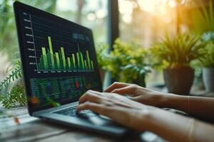 AI generated Business data analysis graph finance management plan key performance Indicator and report chart strategy marketing. photo