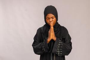 beautiful muslim lady praying for Allah muslim god photo