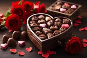 ai generado chocolates para San Valentín día foto