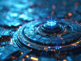 AI generated Digital technology innovation science ai background with HUD modern design, futuristic interface screen. photo