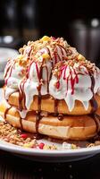 AI generated Vanilla cream with whipping cream. photo