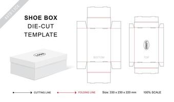 Shoe box die cut template or Autolock packaging vector