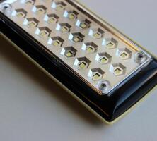 Light panel of modern lamp with LED sockets detailed studio isolated photo