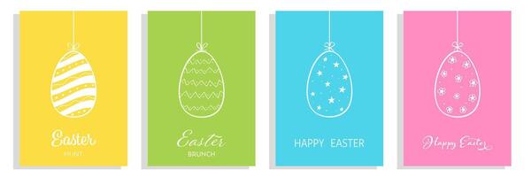 Set of Happy Easter greeting card, invite, poster or banner. vector