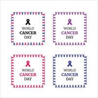 Set of World Cancer Day Square frames of ribbons, Vector